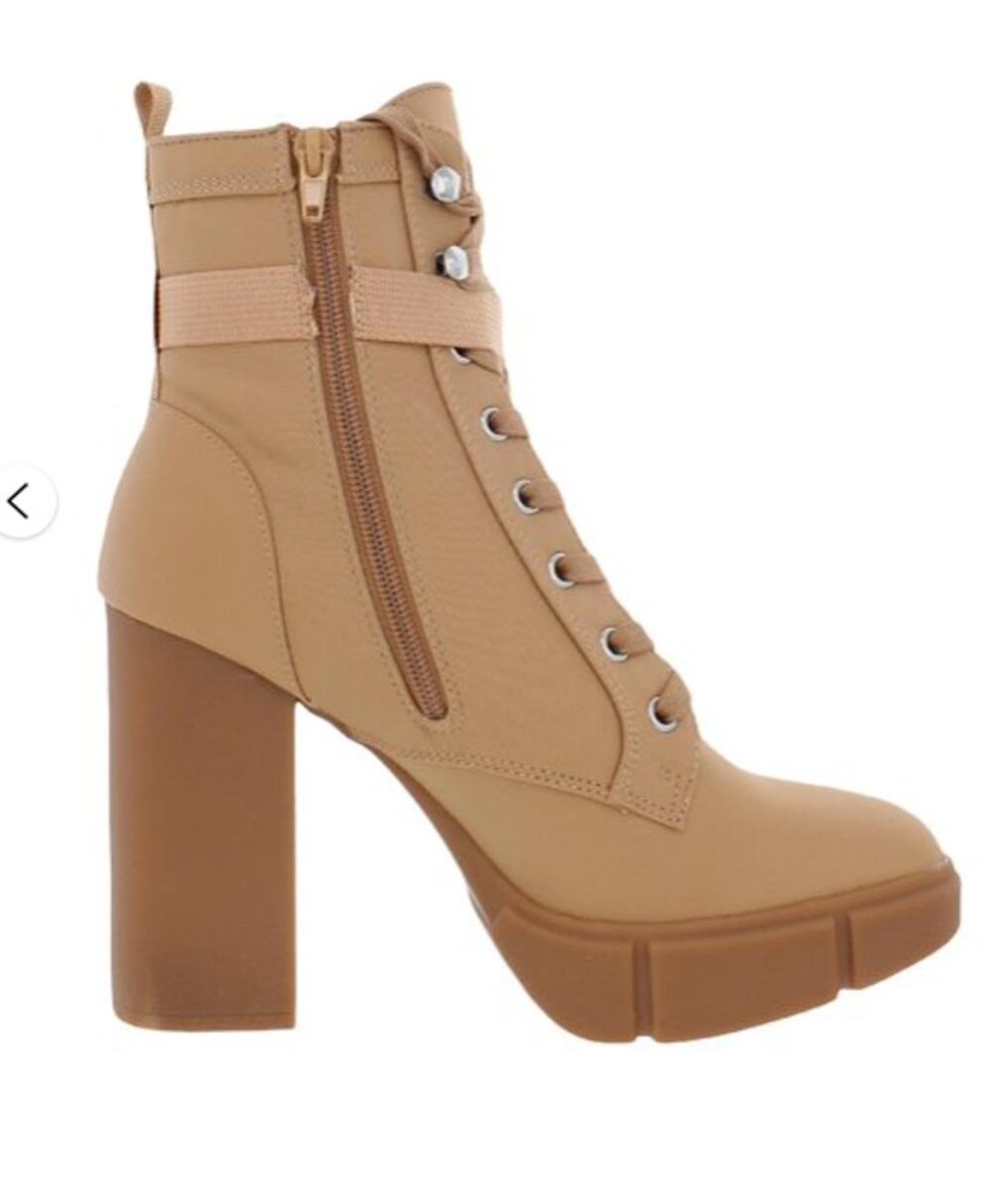 Steve Madden Herrick Boots Women's Size 9 Beige Combat Ankle Block Heel Platform